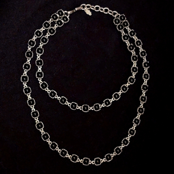 Helles Paris Silver and Onyx Couture Necklace - Picture 3 of 11